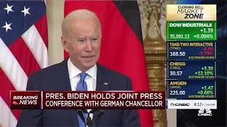 Joe Biden with German chancellor Russia Ukraine invasion means end of Nord Stream 2 pipeline [upl. by Krause]