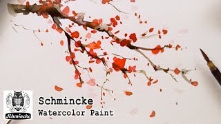 Easy to Paint a Cherry Blossom Tree for Beginners  Schmincke Watercolor Paint [upl. by Eirena]