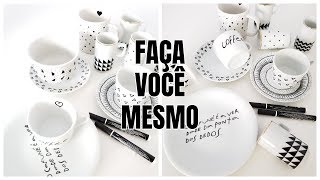 DIY COMO FAZER DESENHO PERMANENTE NAS PORCELANAS  Viviane Magalhães [upl. by Llednahs]