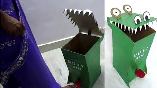 Dustbin from Cardboard  DIY funny toy Dustbin making at home [upl. by Acirat]