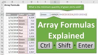 Excel Array Formulas Explained with MIN and IF Functions Part 1 of 5 [upl. by Aiva207]