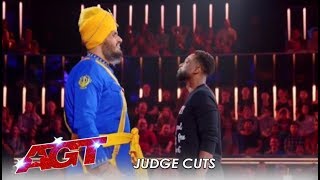 Bir Khalsa Indian Danger Act Nearly KILL Each Other On Stage  Americas Got Talent [upl. by Ahterahs]