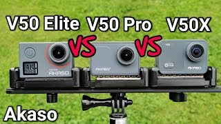 Akaso V50 Elite VS Akaso V50 Pro VS Akaso V50X  Action Camera Comparison [upl. by Esidarap606]