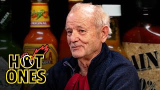 Bill Murray Doesn’t Flinch While Eating Spicy Wings  Hot Ones [upl. by Sahpec]