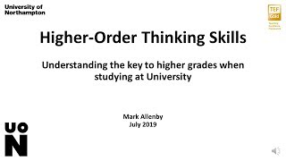 Higher Order Thinking Skills  A Key to Success at University [upl. by Onivag174]