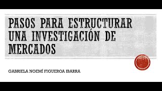 ¿Cómo se estructura una investigación de mercados [upl. by Kosiur891]