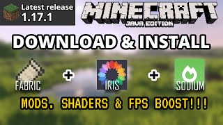 Minecraft Java 1171 How To Download amp Install Fabric Iris amp Sodium mods shaders fps boost [upl. by Burtie]