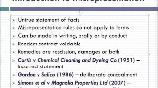 Misrepresentation Lecture 1 of 4 [upl. by Ettenay706]