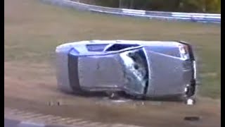 Nordschleife Touristenfahrten HEAVY CRASH ROLLOVER Mercedes 1994 [upl. by Ennaillek]